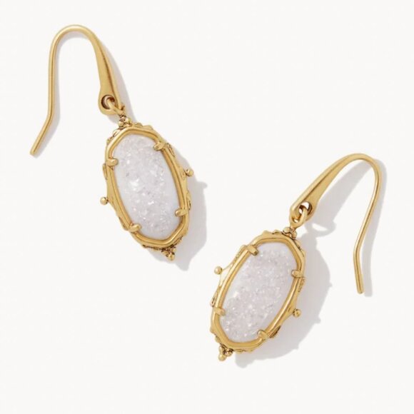 Kendra Scott Baroque Vintage Gold Lee Drop Earrings, Iridescent Drusy (Gold) - Picture 1 of 5